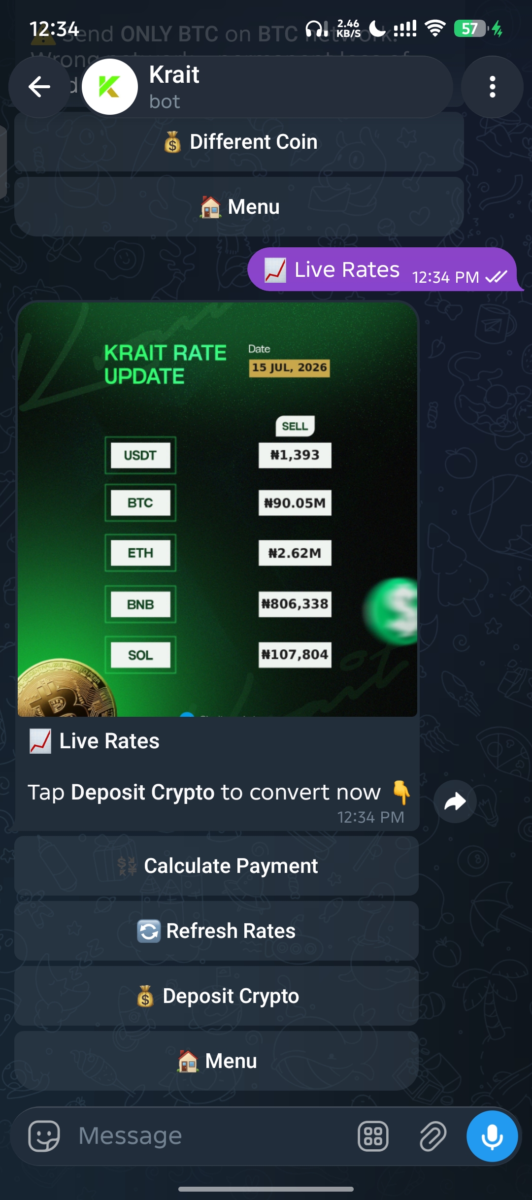 Real-time Live Rates Card